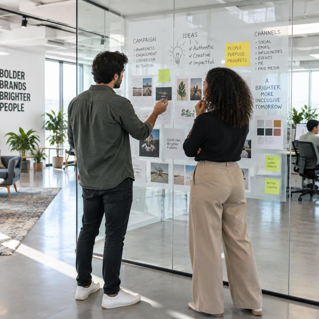 Professionelles Marketingteam plant eine Werbekampagne